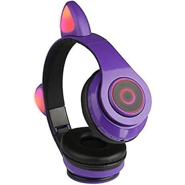 Suloiset langattomat Cat Ear -kuulokkeet, Bluetooth 5.0 Over Ear -kuulokkeet Purple