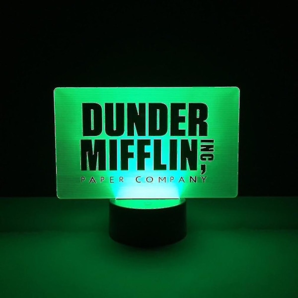 Dunder Mifflin The Office 3D LED Natlampe Soveværelsesbordlampe Farve Skiftende