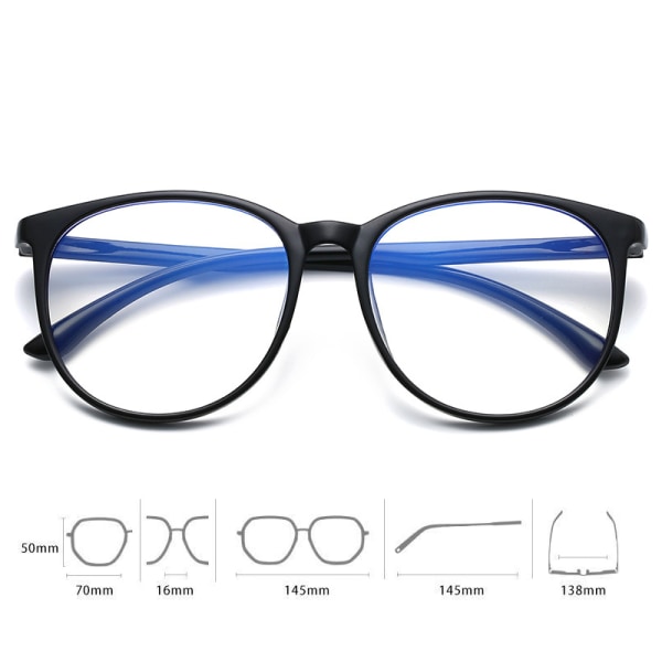 Färgskiftande blåljusglasögon PC Retroglasögon Mode helbildsglasögon för kvinnor män Antibländning för dagligt bruk Transparent Frame Bright Black Frame