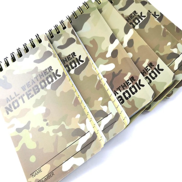 2 stk. vandtæt notesblok til udendørs brug Camouflage Pvc Vandtæt notesbog Allvejr regntæt udendørs notesblok Spiralbundet bog