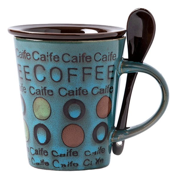 350ml Keramisk kopp retro personlighetstrendmugg enkel kopp kaffe blue