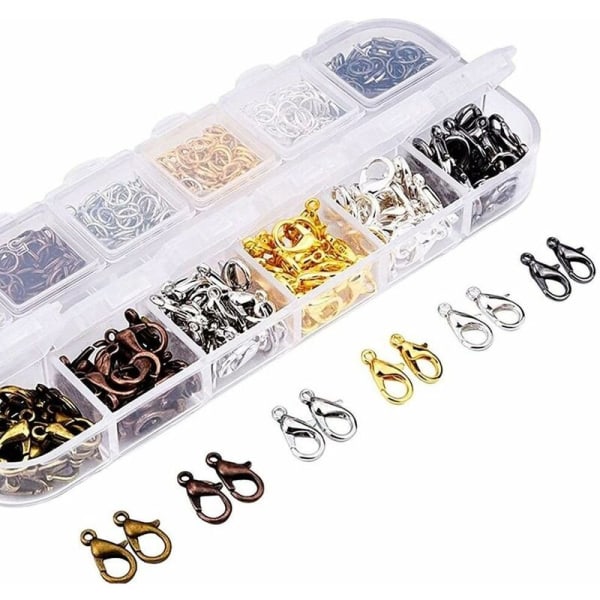 120 smykker Karabinhager + 840 styk åbne hopperinge Smykkefindesæt til smykkefund Smykkefremstilling Håndlavede smykker T-Audacity