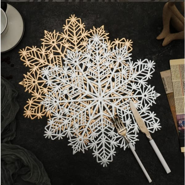 2 st Julfest Rund Cutout Snöflinga bordstabletter