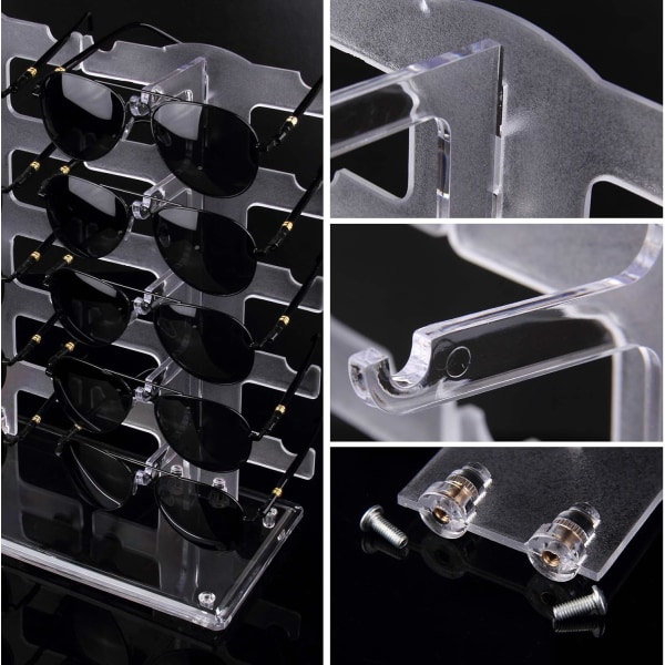 2-rads solbrillerstativ Holder Briller Display Stativ Transparent