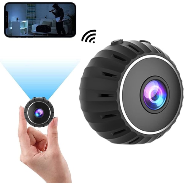 Mini spion kameraer skjult 1080P HD trådløst kamera med Night Vision Motion Detection, WiFi-kamera Video Body Camera til indendørs og udendørs, Black-x10