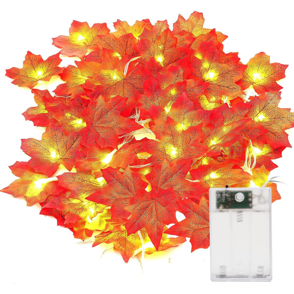 Efterårsdekoration 3 meter 20 lysdioder Efterårsblade Garland Maple Le