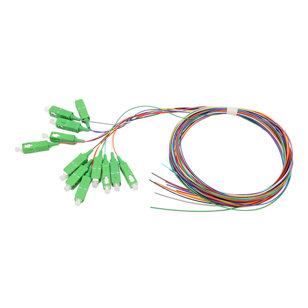 1,5 meter fiberoptisk pigtail, 12 tråder SC APC, 12 farger, single mode fiberoptisk pigtail for sveisenettverk