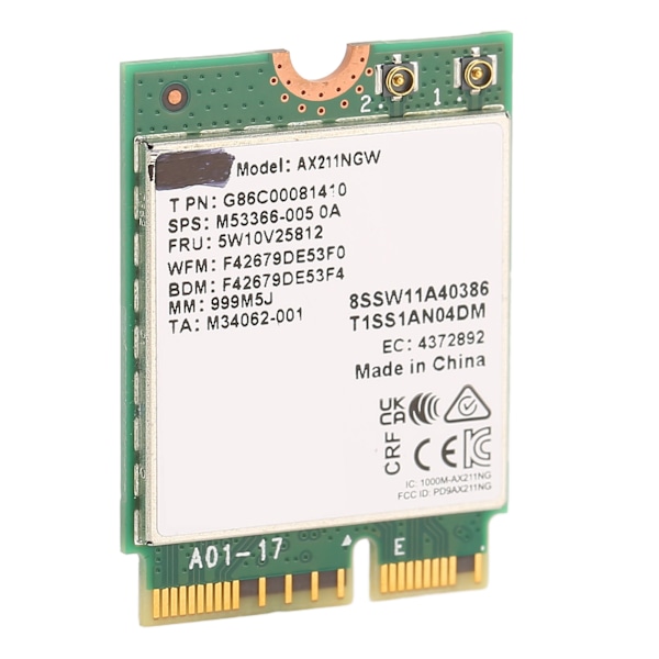 M.2 Nätverkskort AX211NGW M.2 KEY E CNVio 2 Trippel Frekvens 802.11ac BT5.2 Trådlöst WiFi Adapterkort för Win 10