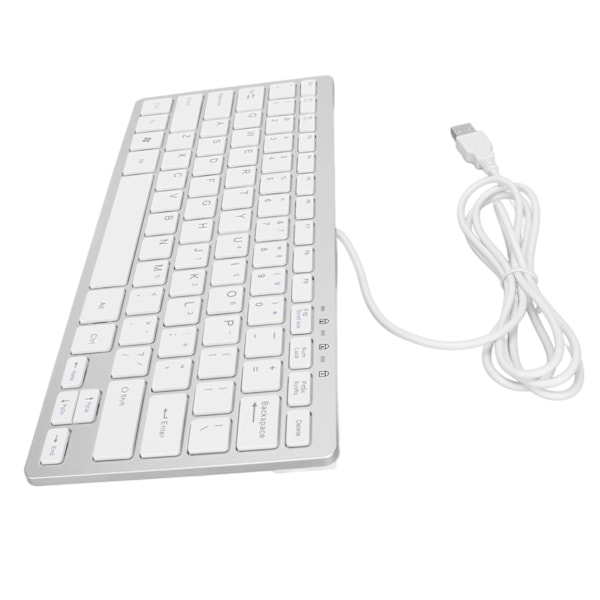 USB Kabelanslutet Tangentbord 78 Tangenter Ultratunt Mini Portabelt Halkfritt Tyst Tangentbord för Bärbara Datorer Stationära Datorer Silver
