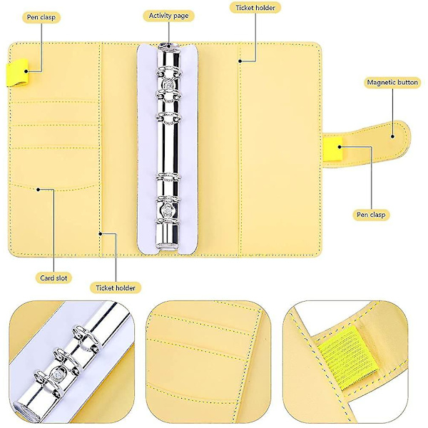 A6 Pu-læder cover til notebook. Genopfyldelig 6-rings ringbind. Personlig arrangør