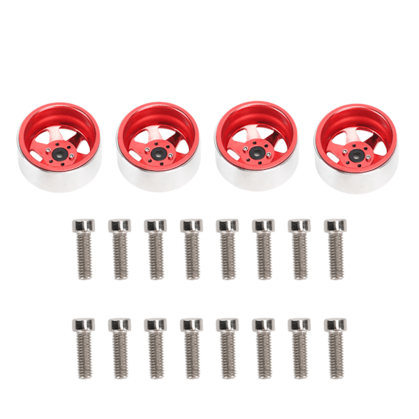 4KPL RC Auton Vanteen Keskiö 2.2 tuuman Halkaisija Metallinen Helppo Asennus RC Auton Osat AXIAL SCX10 90046:lle Traxxas 1/10 RC Autolle Punainen