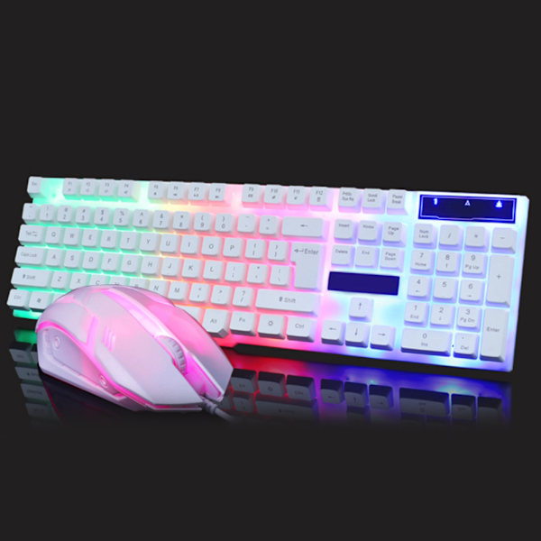 USB Gaming Tastatur og USB Mus Combo LED Baggrundsbelyst Tastatur Robust Holdbar Farverig Glødende Gaming Mus Computertilbehør