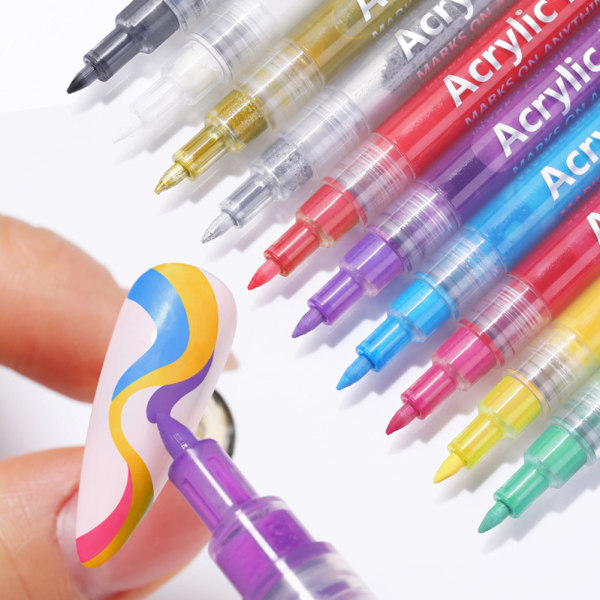 Nail Art Pen Akryyli Nail Pen Kynsimaali, DIY Nail Art Pen Valkoinen Silver