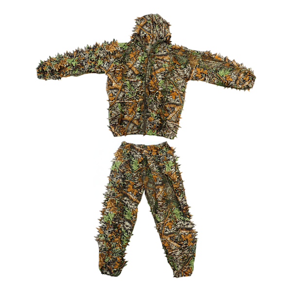 Kamouflagekostym för barn, polyester och nylon, one size, andningsbar, bekväm 3D-kamouflagekläder med löv för pojkar och flickor