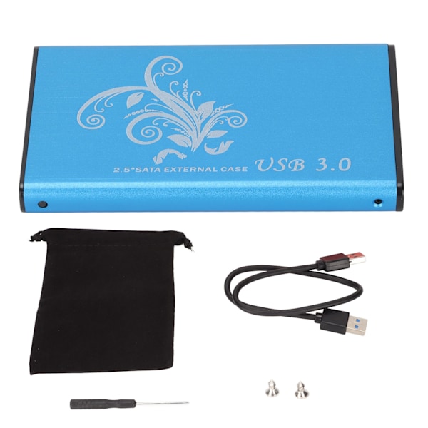 Hårddiskkabinett 4TB 2.5in 5Gbps Överföring USB3.0 Aluminiumlegering Plug and Play HDD-kabinett för Laptop Desktop Blå