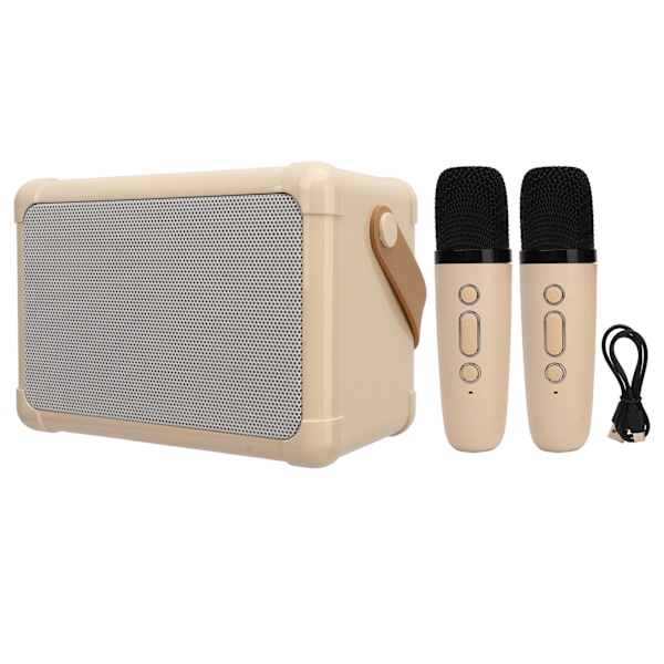 Bluetooth Högtalare HIFI Ljudkvalitet Snabbare Överföring Anti-Interferens LED-Belysning Bluetooth Högtalare för Hemmabruk Beige Dubbla Mikrofoner
