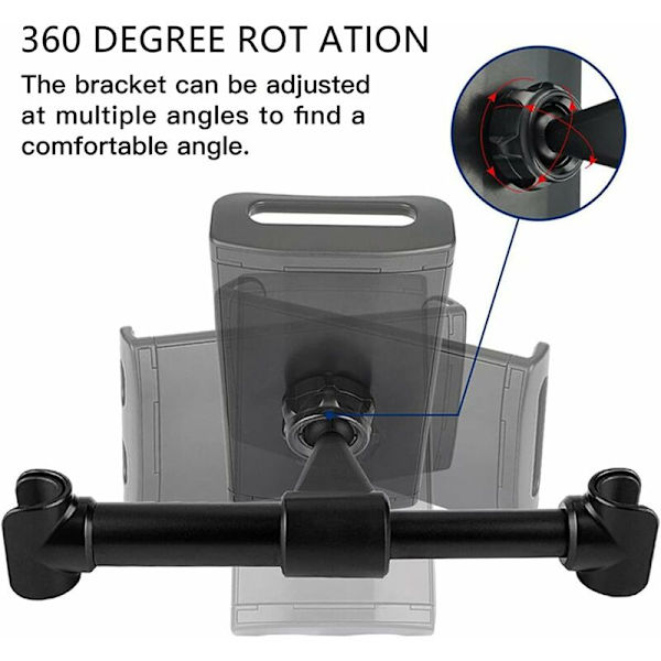 Universal nakkestøtteholder for bil - 360 graders rotasjon - for alle 4-11 tommers skjermer