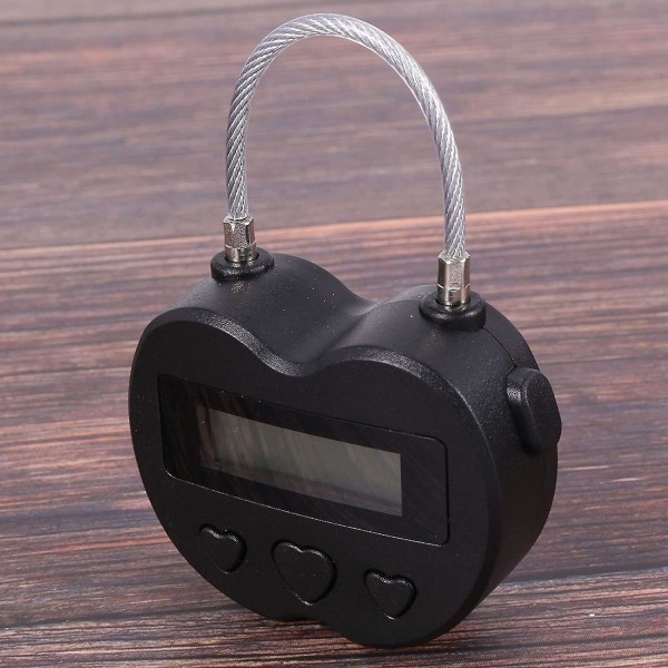 Time Lock LCD-näyttö Time Lock -monitoimi elektroninen matka-ajastin, vedenpitävä USB-ladattava black