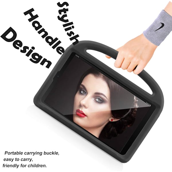Lastensuojaus Samsung Galaxy Tab A 10.1 (2019 vuoden malli) SM-T510/T515, Kevyt tärinänvaimennusote Uniikki Kickstand-kotelo, musta