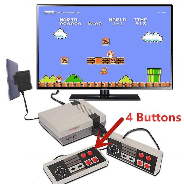 Retro TV Mini Underholdning Spilkonsol 620 Klassiske TV-spil Hånd EU plug-2Button