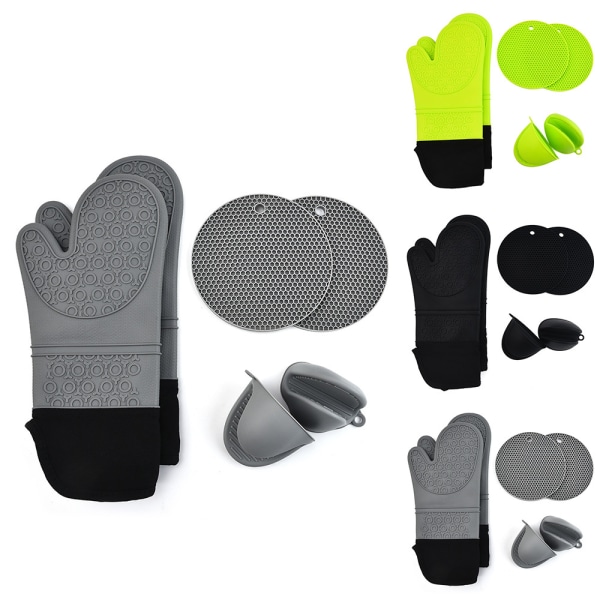 6-i-1-ugnsvantar och grytlappar Set Hot Pads-grytlappar black 6pcs