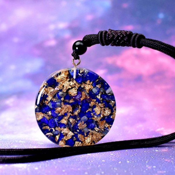 Nya blå orgonit naturliga kristall sju chakra hänge halsband