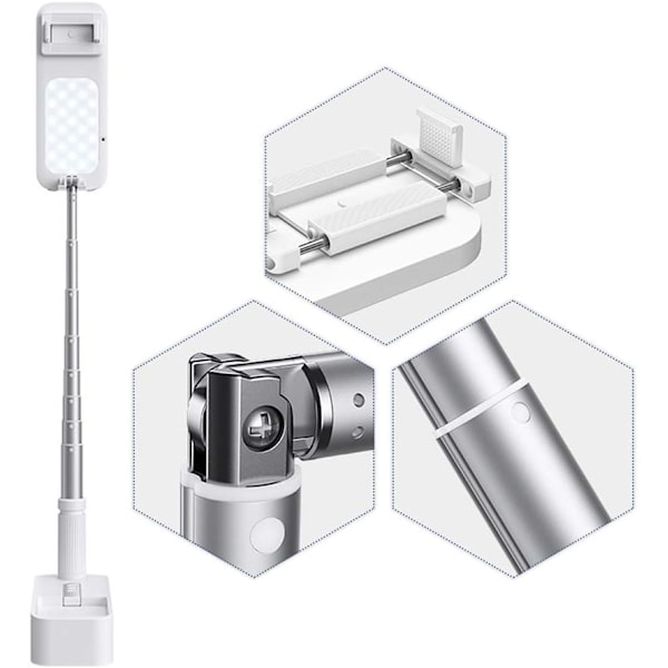 Udtrækkelig, foldbar og 360° roterbar selfie-stick med multi-f