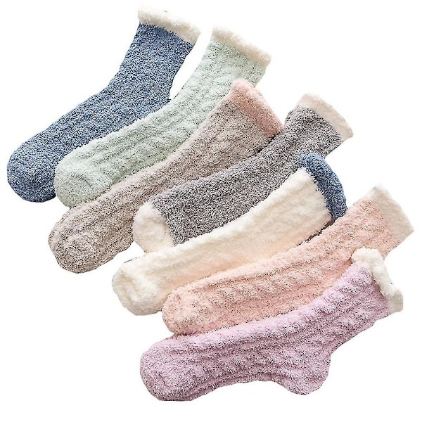 6 paria Fuzzy-sukkia naisten lämpimiä talvisukkia (kierteet)