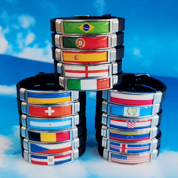Souvenirgave 2022 Qatar VM flag armbånd til mænd kvinder justerbart silikone armbånd