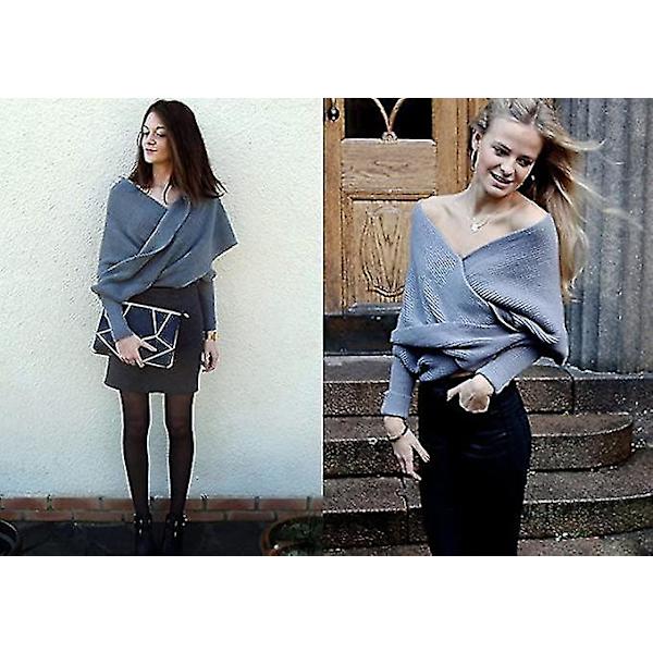 1-delt strikket sjal skjerf Langarmet Unisex Cape Genser Wrap