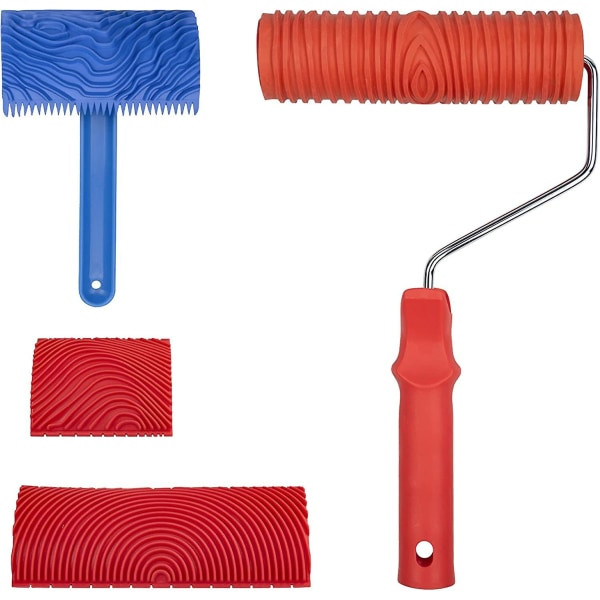 4st Grain Tool Imitation Wood Grain Paint Rollers, Wood Effect Creation