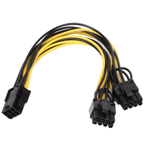 6 stk. strømkabel 6-pinners hun PCIE til 2xPCIE 8-pinners hann 20 cm GPU-strømadapter for datatilbehør