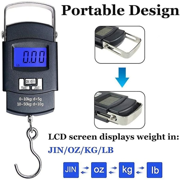 Bærbar digital elektronisk krogvægt Digital