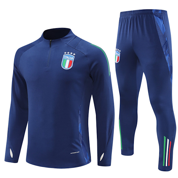 2425 Ny halv glidelås fotballtreningsklær høst vinter sett for voksne og barn Italia/kongeblå Italy/royal blue 14