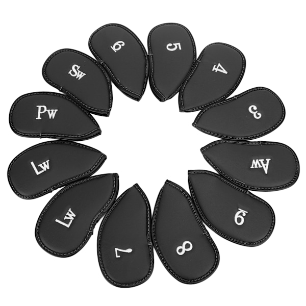 12 st Golf Iron Covers Set med Nummer Mjuka Skyddande Golf Head Cover Skyddande Headcover för Träningsplan Svart