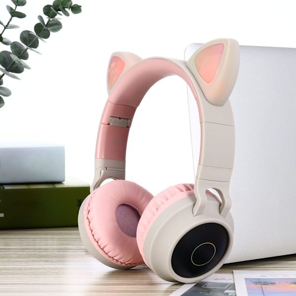 Päähän kiinnitettävät kuulokkeet lapsille Bluetooth 5.0 langattomat kuulokkeet Beige