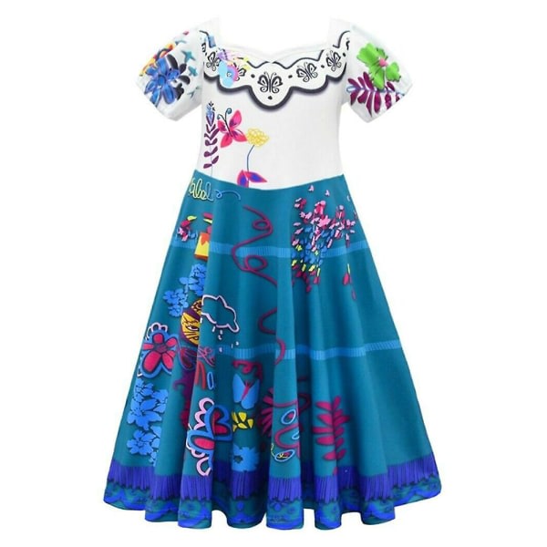 Encanto Princess Mirabel Cosplay Dräkt Barn Tjej Festklänningar Fancy Dress Up 9-10 år