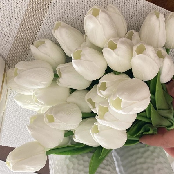 30 stk kunstige tulipanblomster Fake tulipaner Bukett Real Touch