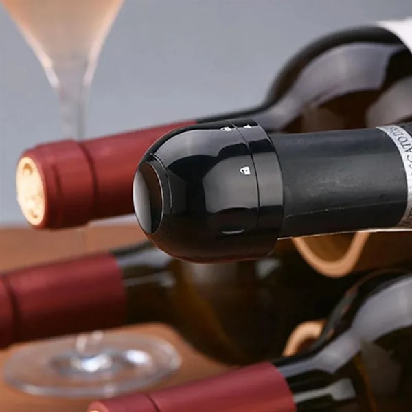Silikonforseglet kork for vin- og champagneflasker, svart, 3 stk 3pcs