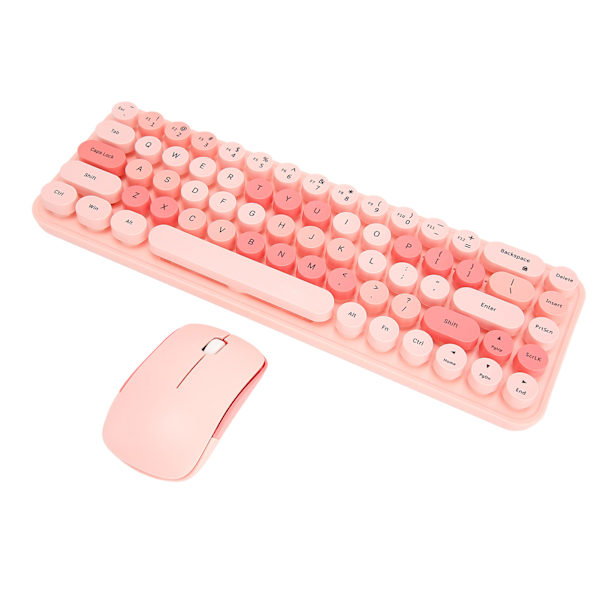 USB Tangentbord Mus 2.4G Trådlös 68 Tangenter Låg Förbrukning Retro Söt ABS Gaming Tangentbord Mus för PC Rosa Blandad Färg