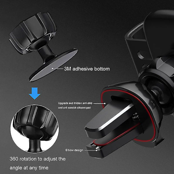 15W Bil Trådløs Lader Telefonholder Luftventil Gravity Mount For Iphone Samsung Stativ Qi Rask Trådløs Lading