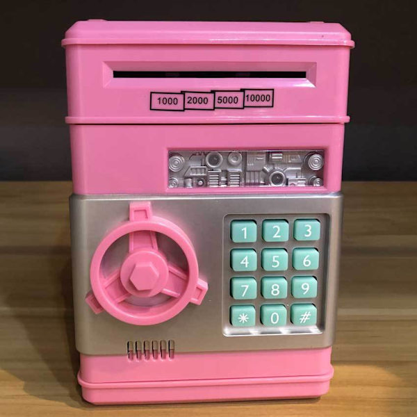 Spargris for jenter 4-11 år gammel, Sikker for, Jul Barn leketøy elektronisk bank for, minibanker for penger Spareboks, Rosa