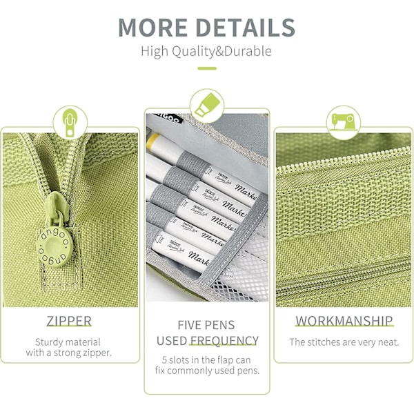 Dobbeltlags etui med stor kapacitet, multifunktionelt bærbart og minimalistisk etui green