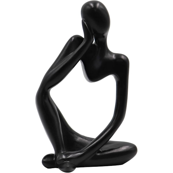 Tänkerstatuer og skulpturer, Resin Thinker-statydekorasjoner, skulpturer i abstrakt stil, innflyttingspresenter (svart høyre, liten)