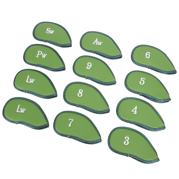 12 st Golf Iron Covers Set med Nummer Mjuka Skyddande Golf Head Cover Skyddande Huvudskydd för Träningsplan Grön