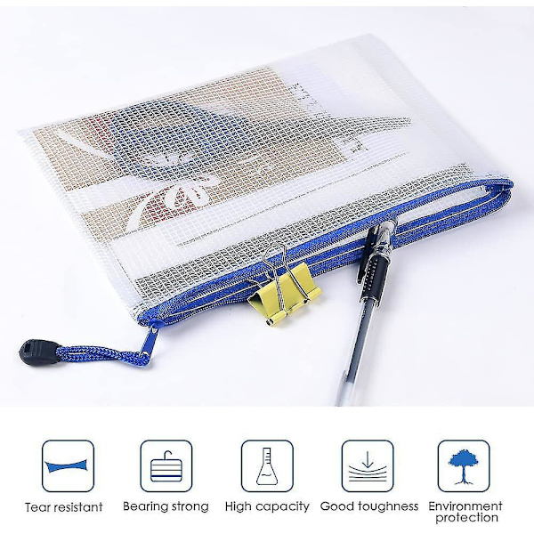 Plastic Wallets A5, 10pcs Zip Lock Bags Mesh Document Wallet Document Folders