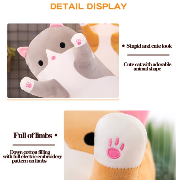 Koselig katta bamse allsidig fylt klemmekudde Bursdagsgave Rosa 50cm Pink 70cm