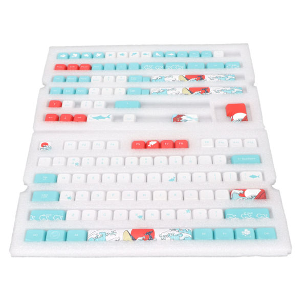 PBT Keycaps 128 Taster Tegneserie Hval Stil Falmefri Holdbare PBT Nem Installation Mekanisk Tastatur Keycaps