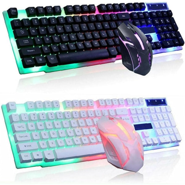 Trådlöst tangentbord mussats GTX300 Combo Kit LED-bakgrundsbelysning, vit