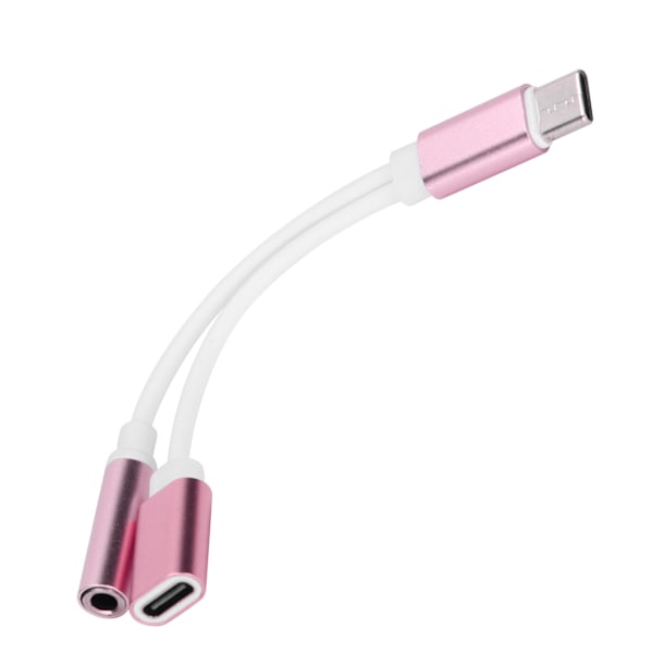 2 in 1 TypeC - 3,5 mm:n Aux-äänilatauskaapelisovitin kuulokejakoliitin (Pinkki)